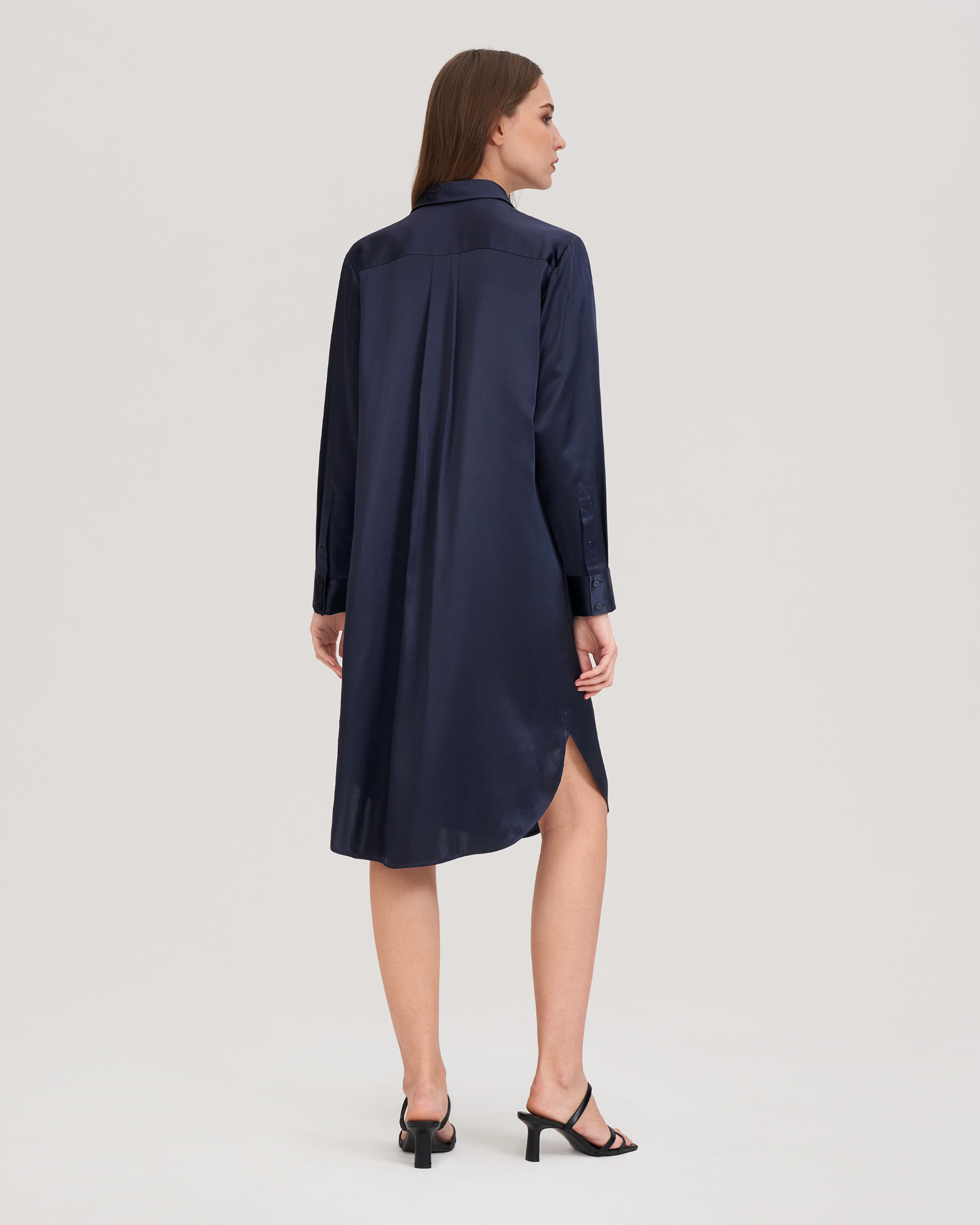 Classic Freesia Silk Shirt Dress | LilySilk