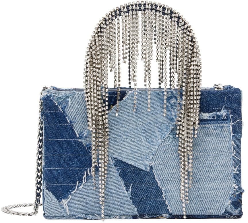 KARA
                 
                SSENSE Exclusive Blue Denim Crystal Fringe Shoulder Bag
  ... | SSENSE