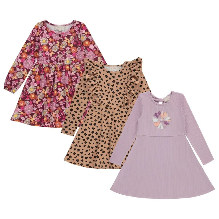 Btween Girls 3-Pack Long Sleeve Dresses | Walmart (US)