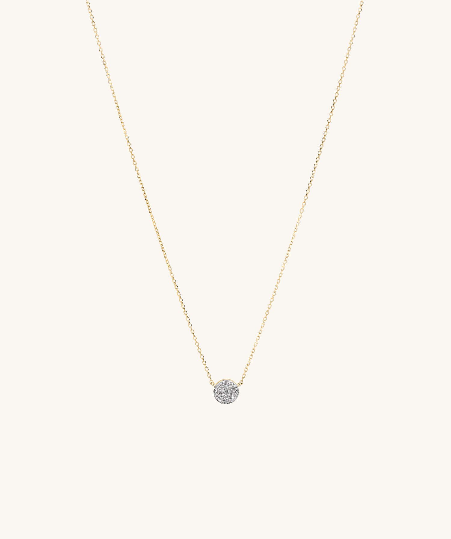 Large Pavé Diamond Round Necklace | Mejuri (Global)