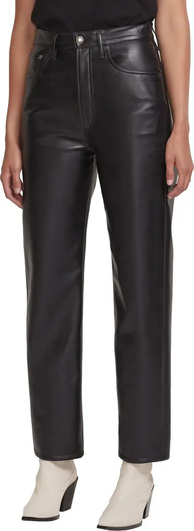 '90s Pinch Waist Recycled Leather High Waist Pants | Nordstrom