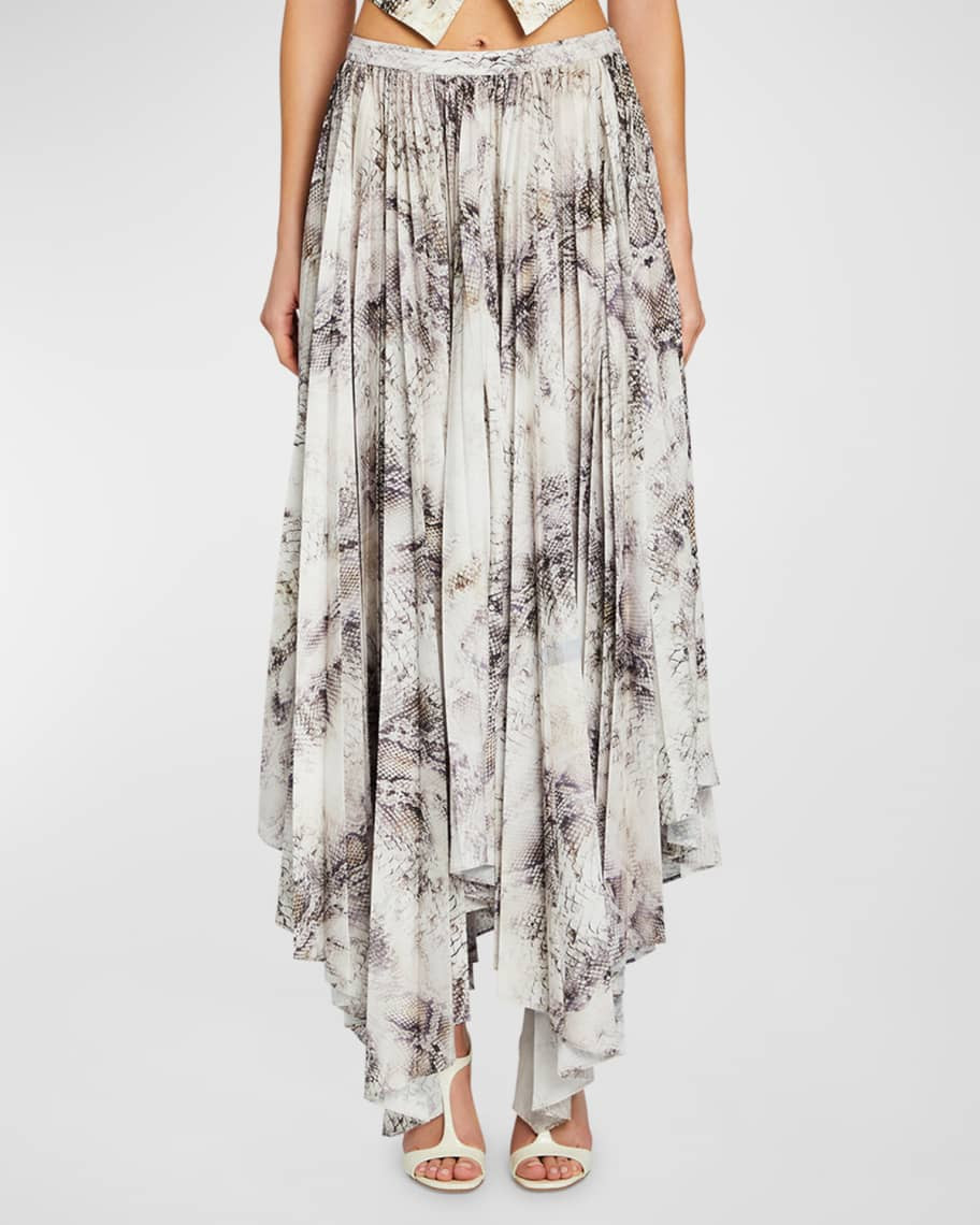 Retrofete Traci Snake-Print Handkerchief Maxi Skirt | Neiman Marcus