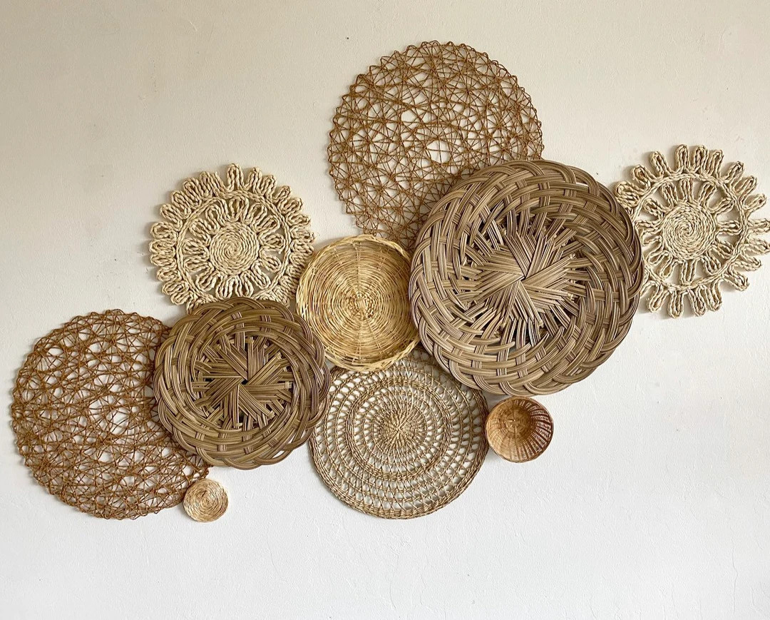 Boho Basket Wall Set, Wall Hangings, Bohemian Decor, Bedroom Wall Decor, Living Room Wall Decor, ... | Etsy (US)