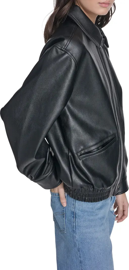 Relaxed Faux Leather Bomber Jacket | Nordstrom