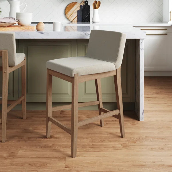 Siping Boucle Upholstered Wooden Bar Stool | Wayfair North America