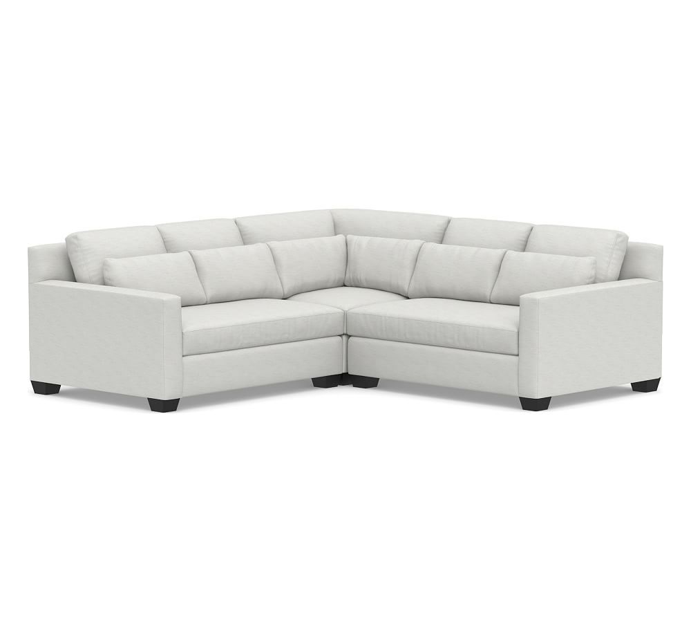 York Square Arm Upholstered 3-Piece L-Sectional | Pottery Barn (US)