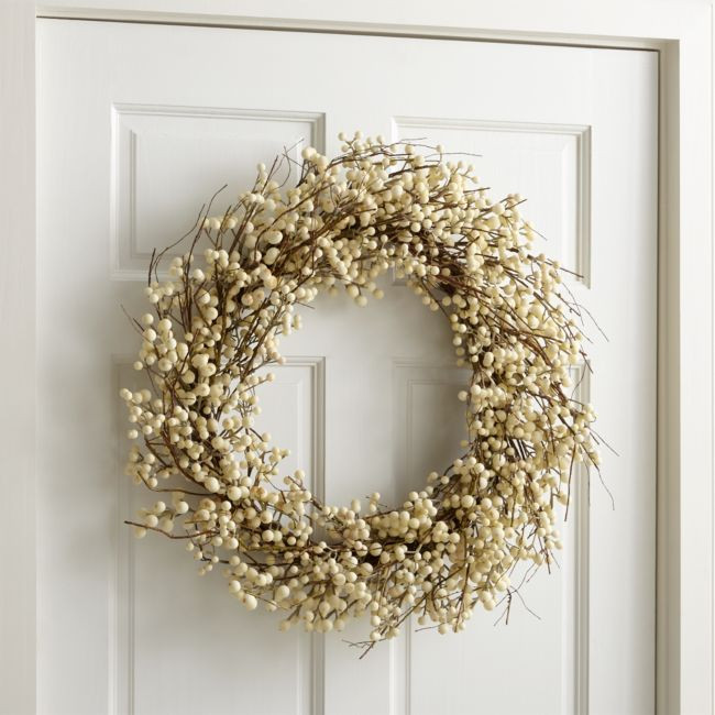 Artificial White Ilex Berry Wreath | Crate & Barrel