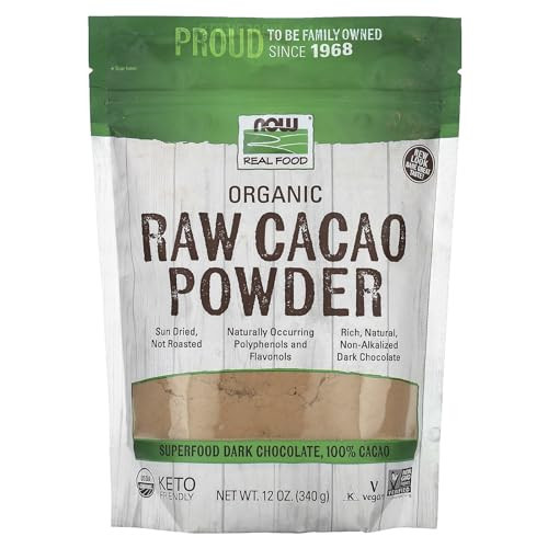NOW Foods, Organic Raw Cacao Powder, with Polyphenols and Flavonols, Sun-Dried, Intensely Rich Flavor, 12-Ounce (Packaging May Vary) | Amazon (US)