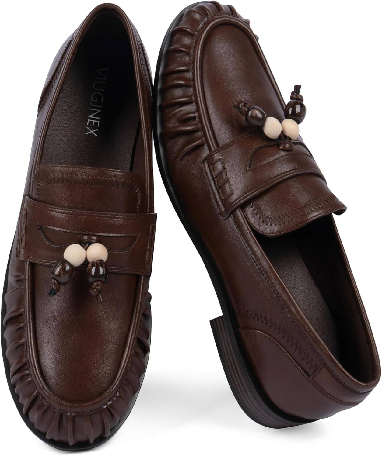 Penny Loafers for Women Comfort Flats Shoes Ruched Toe Moccasins | Amazon (US)