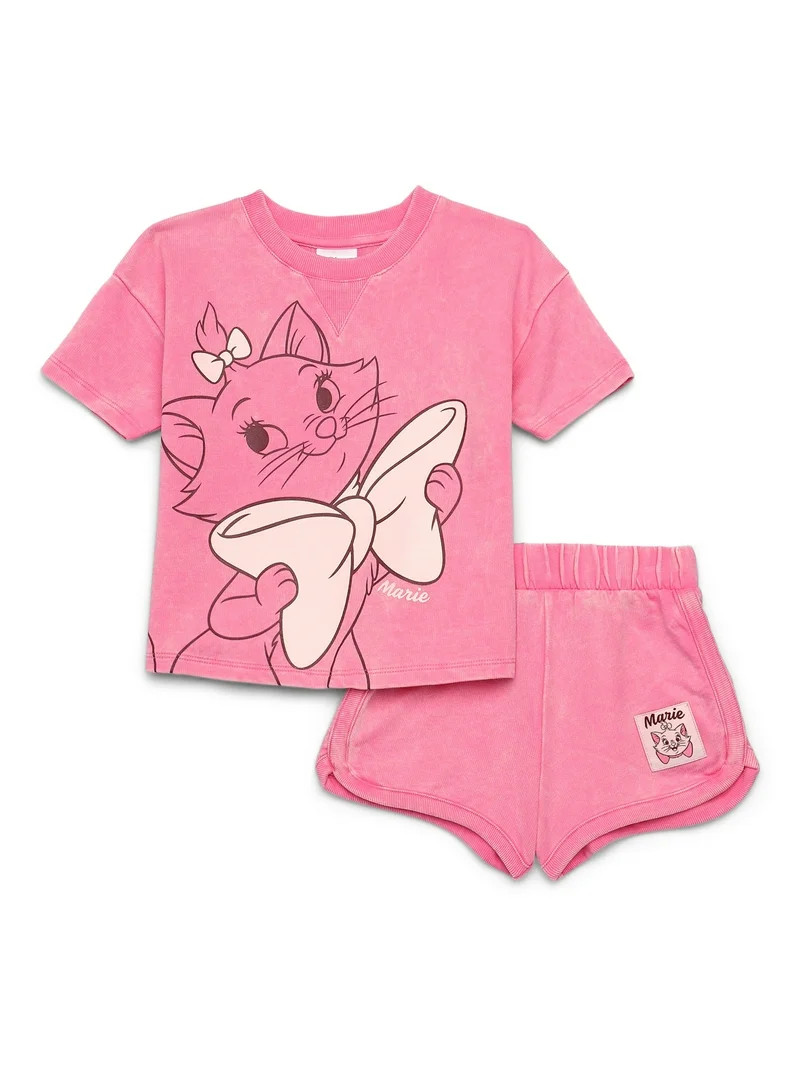 The Aristocats Toddler Girls Marie Washed Crewneck Graphic Top and Shorts Set, 2-Piece, Sizes 12M... | Walmart (US)