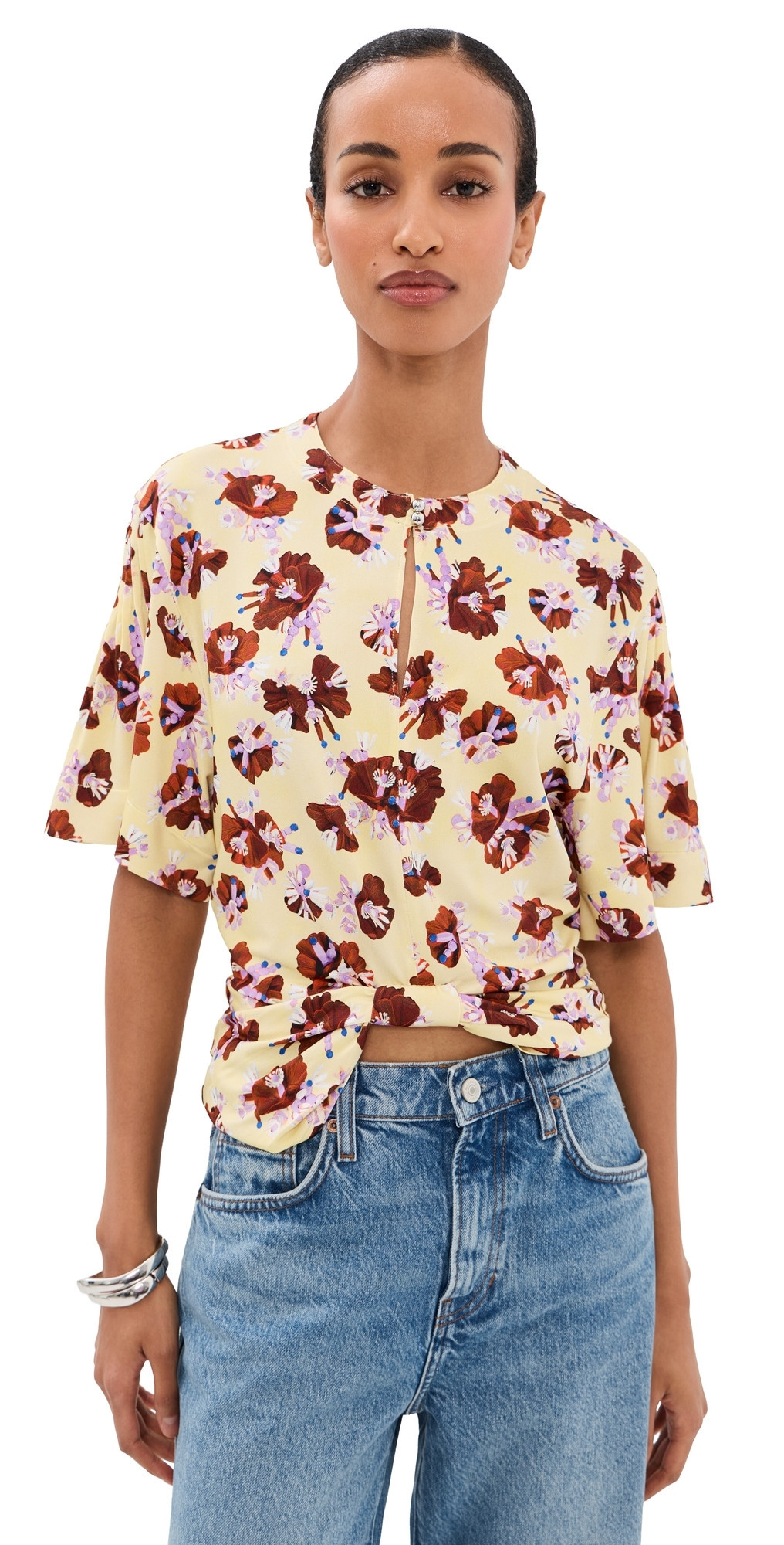 rabanne Floral Top Flower Trims Cream/Red 38 | Shopbop