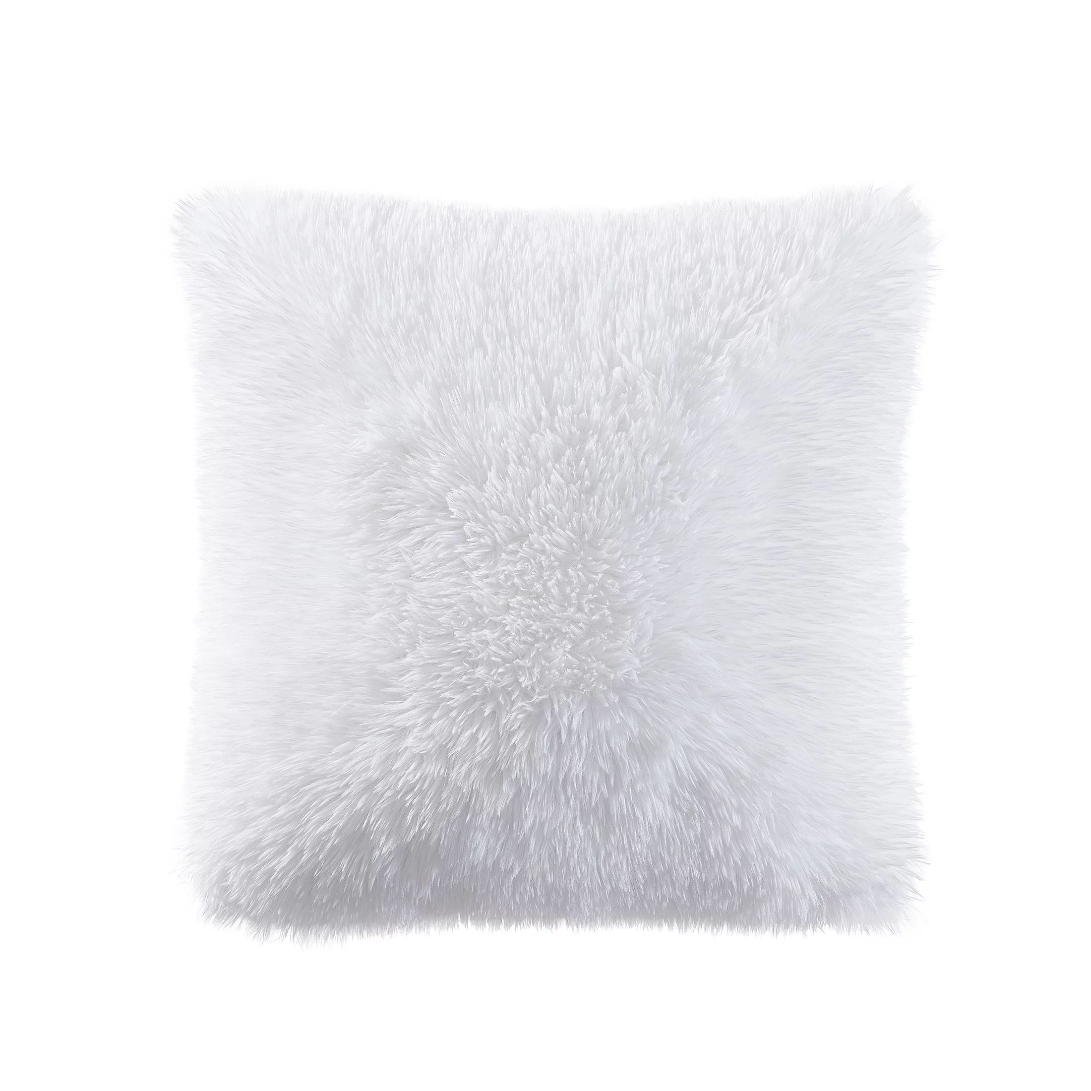 My Texas House Angel Faux Fur Decorative Pillow Cover, 18" x 18", Bright White | Walmart (US)
