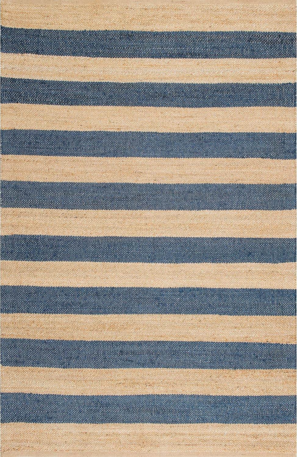 nuLOOM Alisia Flatweave Striped Jute Area Rug, 3' x 5', Denim | Amazon (US)