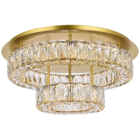 Monroe 22" Wide Gold and Clear Crystal LED Ceiling Light - #857H5 | Lamps Plus | Lamps Plus