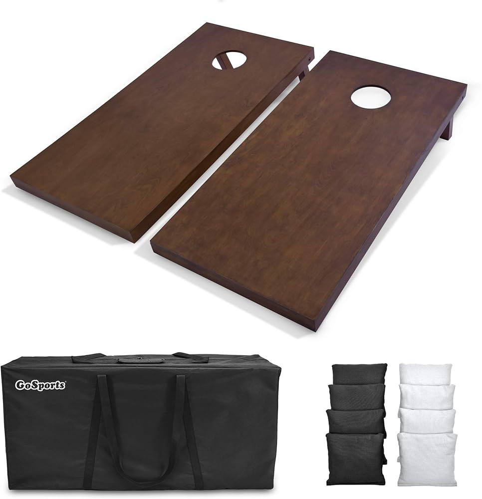 GoSports 4'x2' Regulation Size Wooden Cornhole Boards Set with Dark Brown Varnish | Includes Carr... | Amazon (US)