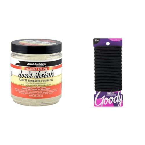 Aunt Jackie's Flaxseed Gel and Goody 30 Count Black Hair Ties Bundle - 15 oz Curling Gel and Damage-Free Ponytail Holders | Amazon (US)