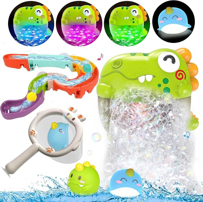 Toddler Bubble Bath Toys, Light Up Bath Bubble Machine Toy for Kids Age 3-5 Baby Bathtub Toy Slid... | Amazon (US)