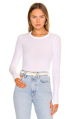 Michael Lauren Everett Long Sleeve Thumbhole Tee in White from Revolve.com | Revolve Clothing (Global)