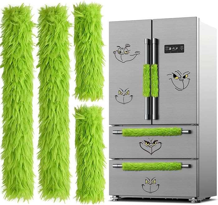 4 Pieces Christmas Refrigerator Handle Covers - Refrigerator Door Handle Cover with Faux Fur Plus... | Amazon (US)