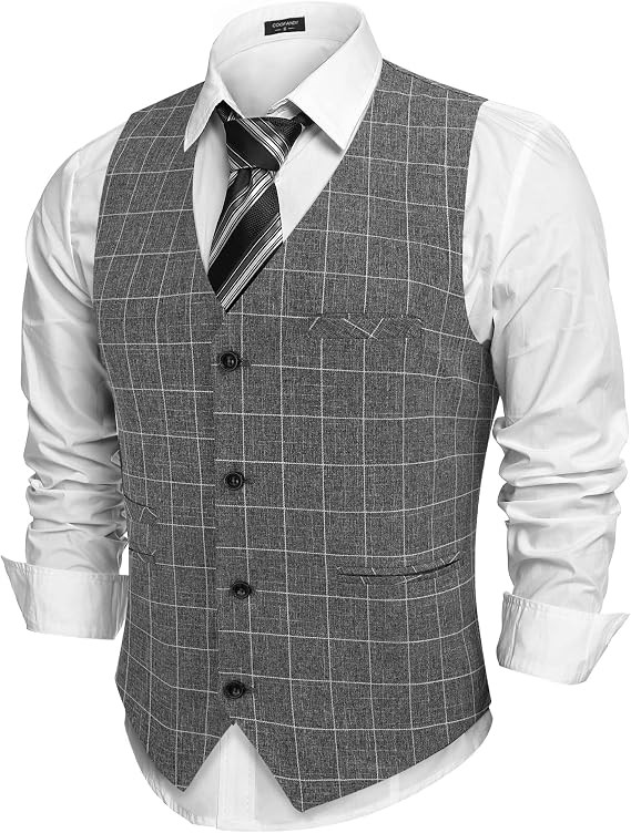 COOFANDY Men's Casual Business Vests Lightweight Waistcoat Slim Fit Suit Vest | Amazon (US)