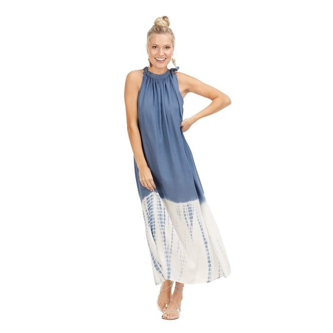 Karen Maxi Dress in Stonewash Blue Tie Dye | Mud Pie (US)