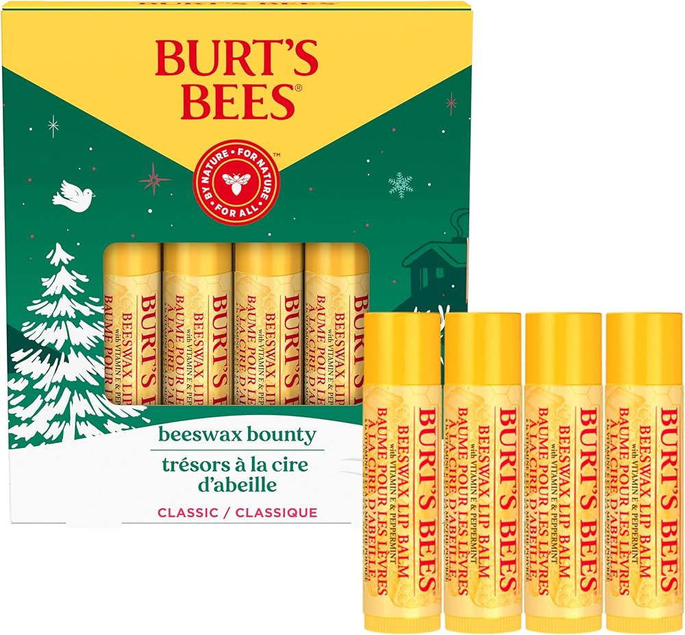 Burt’s Bees Christmas Gifts, 4 Lip Balm Stocking Stuffers Products, Beeswax Bounty Classic Set ... | Amazon (US)