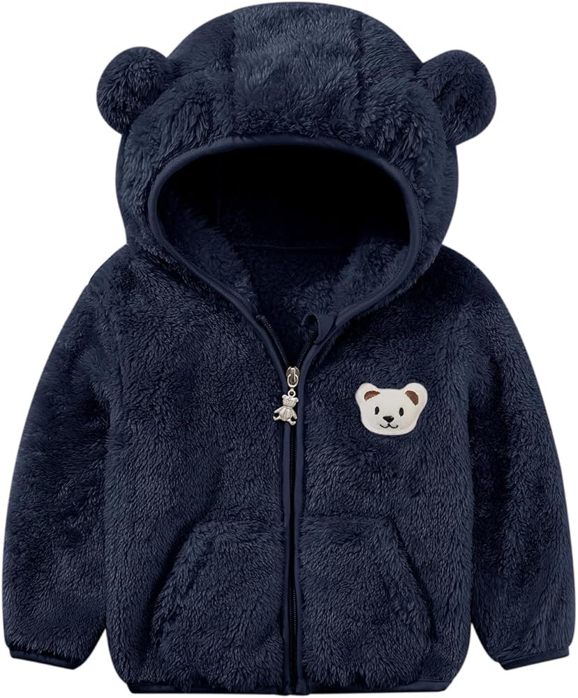 Baby Boys Girls Fleece Jackets Zip Up Hoodies Cute Bear Coats Fall Winter Fuzzy Jacket Newborn Bo... | Amazon (US)