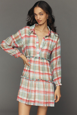 The Bettina Tiered Mini Shirt Dress by Maeve | Anthropologie (US)