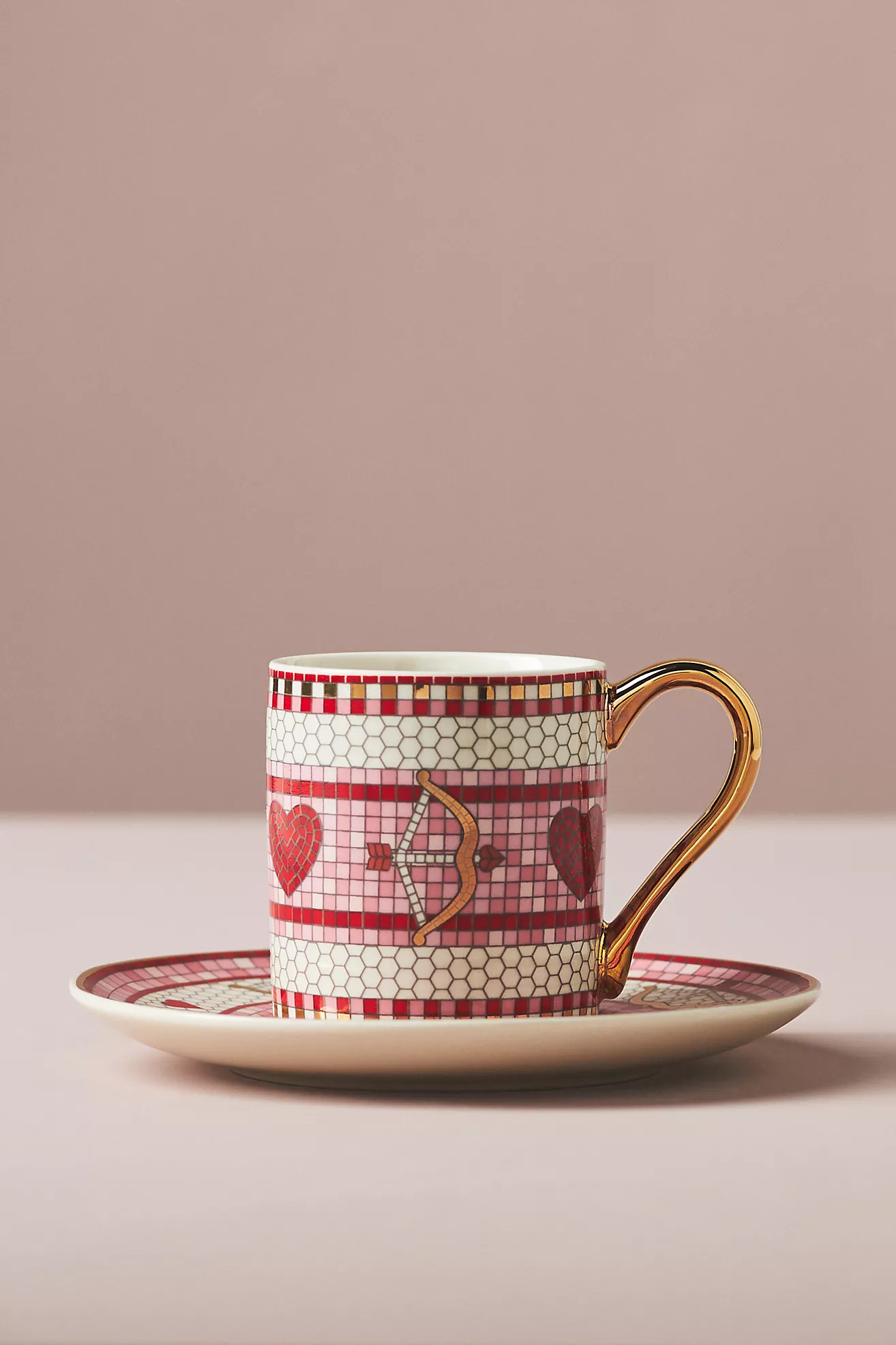 The Bistro Tile Stoneware Espresso Cup & Saucer: Valentine's Edition | Anthropologie (US)