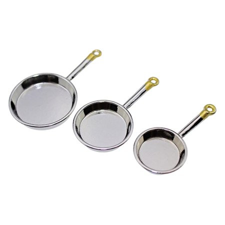 3Pcs 1/12 Scale Dolls House Miniature Modern Alloy Stovetop Fry Pan Saucepan Kitchen Cookware Furnit | Walmart (US)