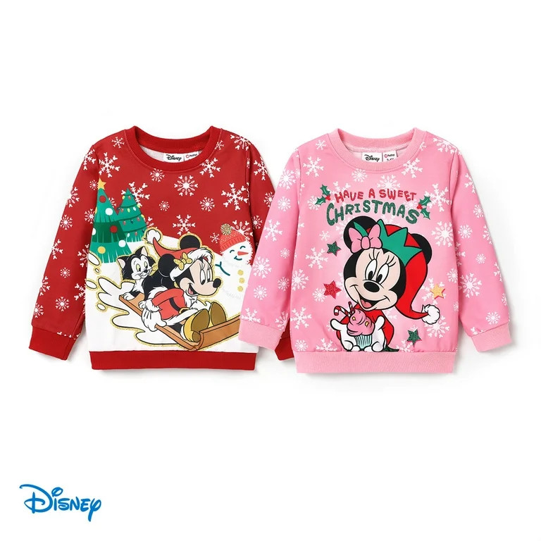 Disney Mickey and Friends Toddler Girl Pullover Sweatshirt Christmas Character Sweater Size 2-6 | Walmart (US)