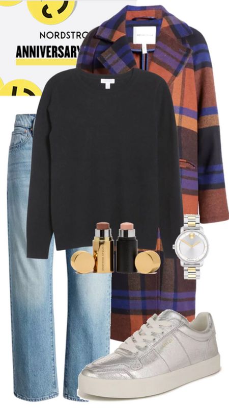 I love this plaid coat from Avec Les Filles- great piece from #nsale. It is perfect with the Nordstrom cashmere sweater and some cute metallic Sam Edelman sneakers! 

#LTKstyletip #LTKxNSale #LTKsalealert