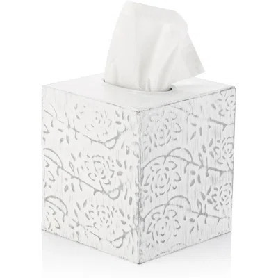 Modern Farmhouse Tissue Box Cover, Decorative Tissue Box Holder, Square Tissue Box Cover, Country Chic Distressed White Tissue Box Cover, Rustic Metal | Wayfair North America
