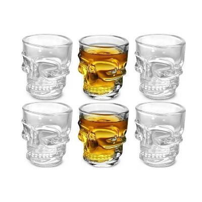 Dura Culina® Set of 6 Skull Shot Glasses – 1.75 oz Glass Novelty Drinkware for Halloween Parties, Cocktail Bars & Home Décor - Clear | Target