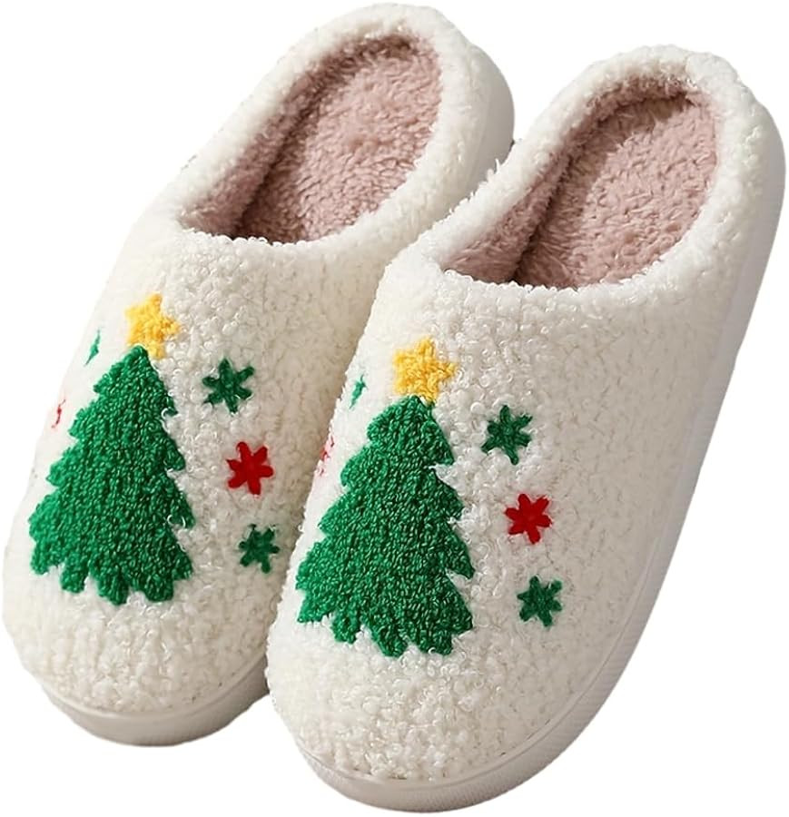RaepperHan Christmas Cute Cartoon Slippers for Women Men, Christmas Tree Red Moose Reindeer Slipp... | Amazon (US)