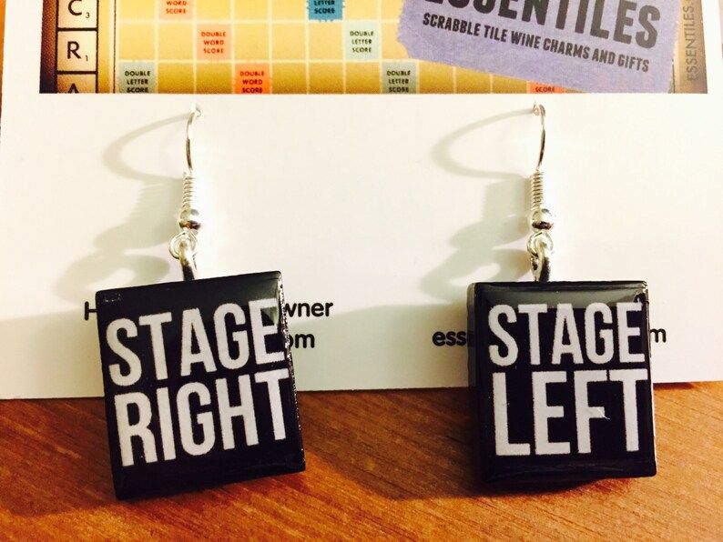 Theater Geek Stage Left Right Custom Scrabble Tile Earrings | Etsy (US)