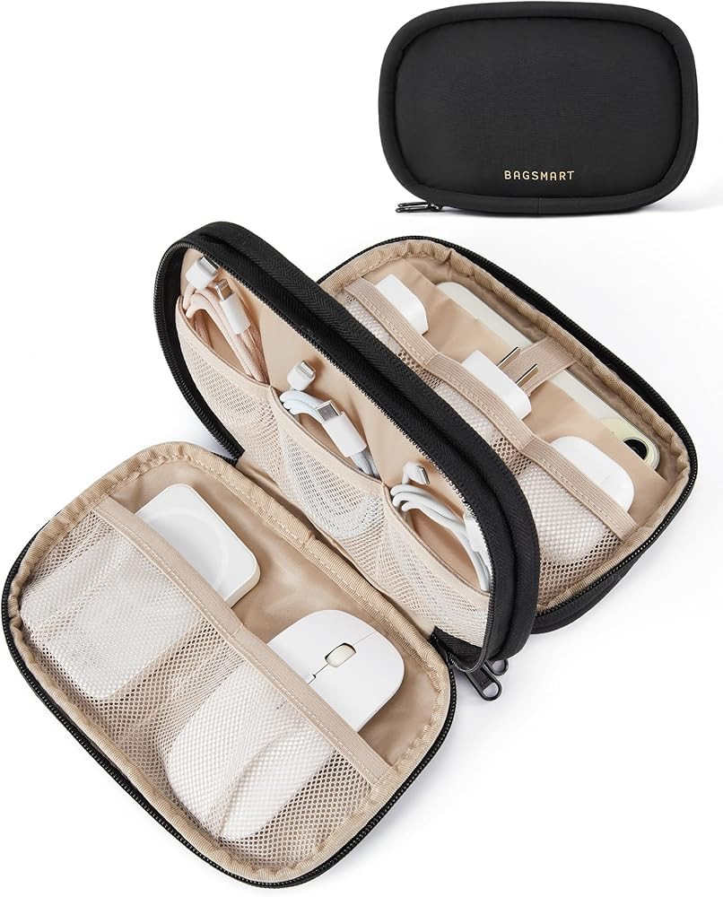 BAGSMART Electronics Organizer Travel Case, Cord Organizer for Women, Travel Cable Bag (Black) | Amazon (US)