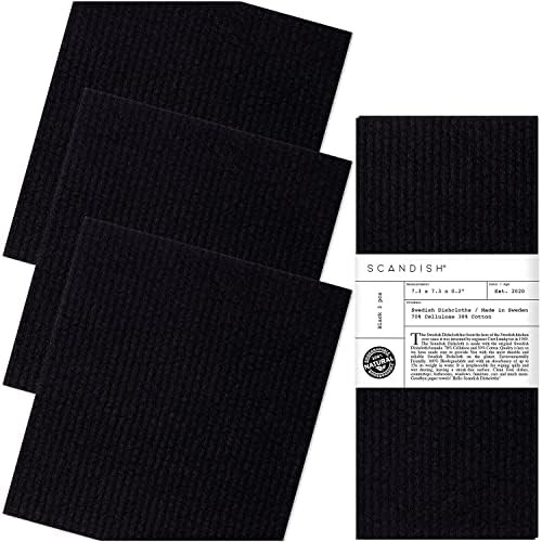 SCANDISH - Black Swedish Dishcloths - Set of 3 - Swedish Dish Cloths - Made in Sweden | Amazon (US)