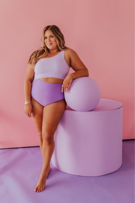 cut out one piece in lavender two tone! wearing size large and runs TTS 

#LTKunder100 #LTKcurves #LTKswim