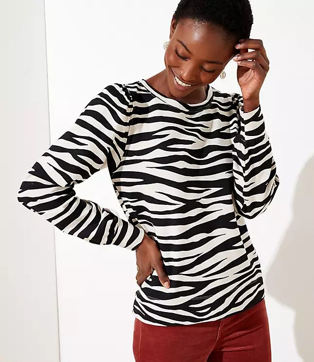 Zebra Print Puff Sleeve Sweatshirt | LOFT | LOFT