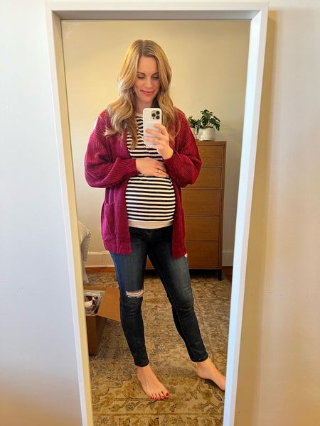 The cardigan and some favorite AG maternity jeans. 

#LTKbump