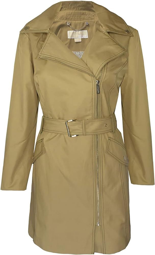 Michael Michael Kors Women's Khaki Asymmetrical Closure Belted Trench Coat | Amazon (US)