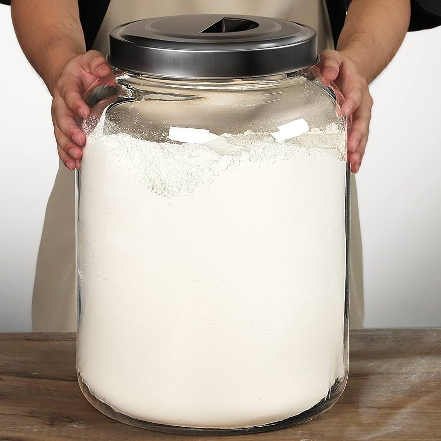 Large Storage Glass Jars with Metal Lids, 5.5 Gallon (21000 ML) Canisters - Super Wide Mouth Heav... | Amazon (US)