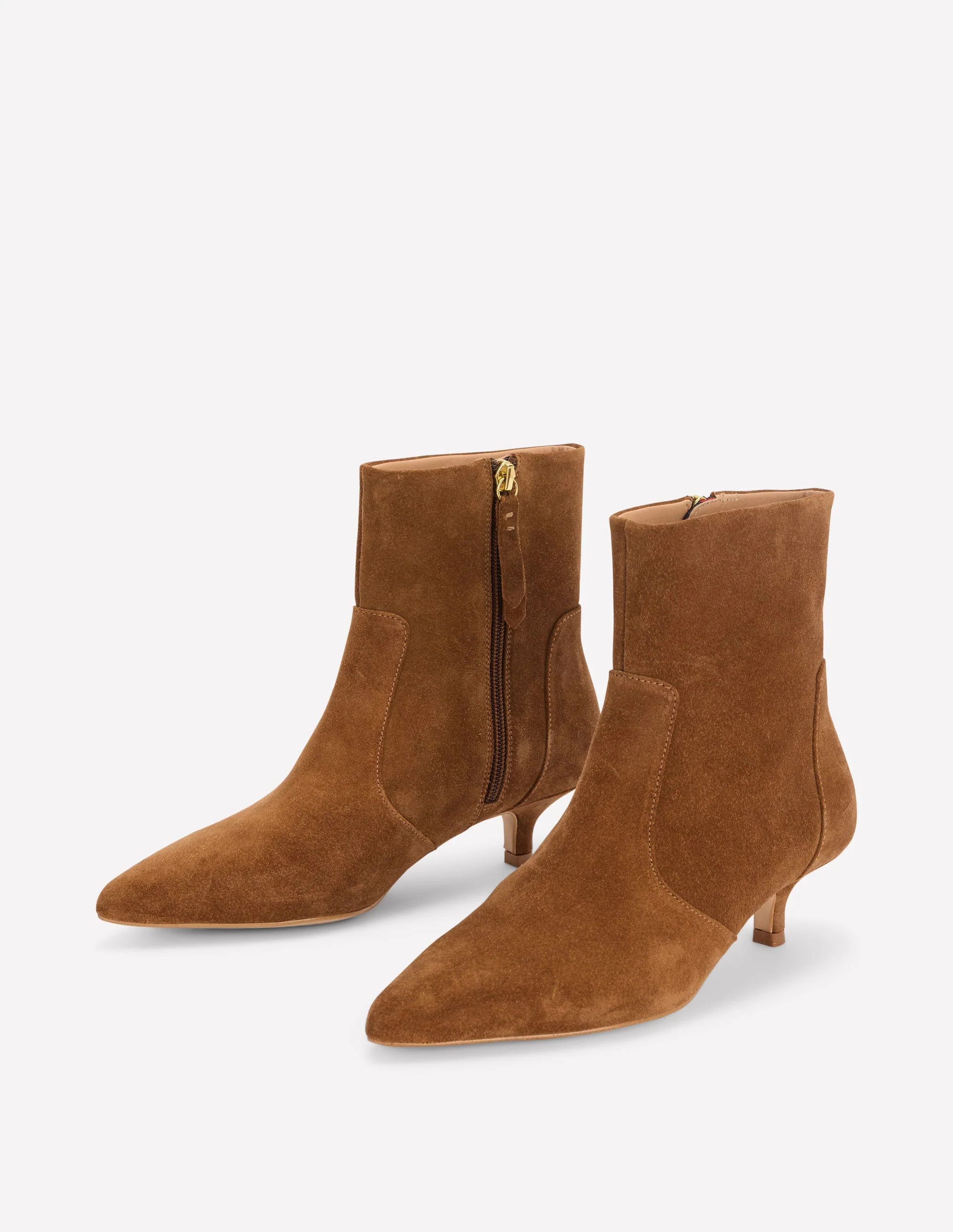 Bottines Isobel \u00e0 petits talons-Daim Cognac | Boden FR