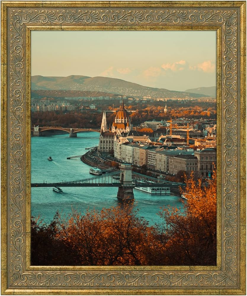 Golden State Art, 8X10 Ornate Finish Photo Frame, Distressed Gold Color, Real Glass | Amazon (US)