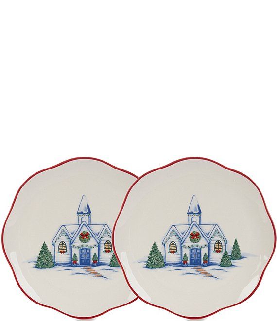 Holiday Church Accent Plates, Set of 2 | Dillard's