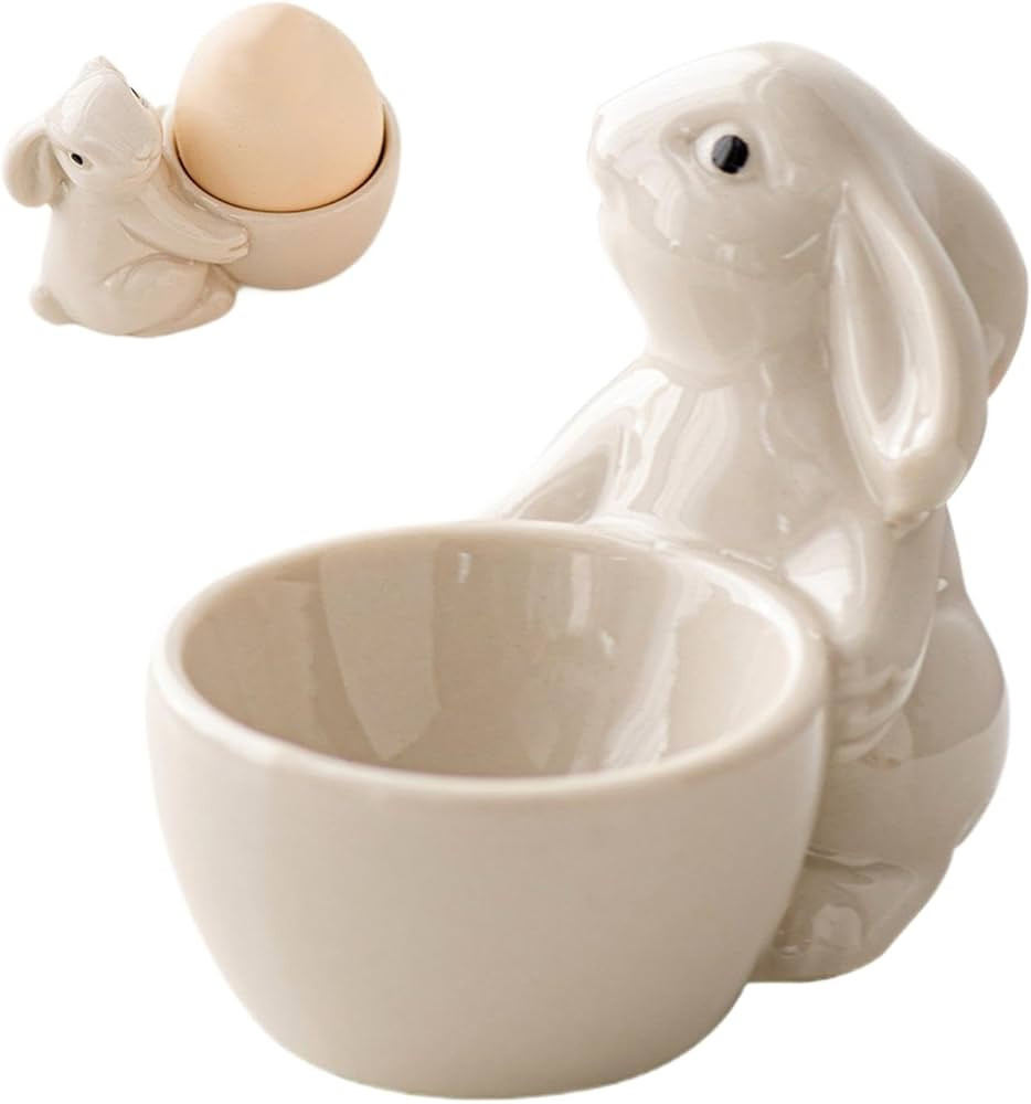 Ceramic Egg Cups for Soft Boiled Eggs, Easter Bunny Porcelain Egg Cup, Porcelain Colorful Egg Cup... | Amazon (CA)
