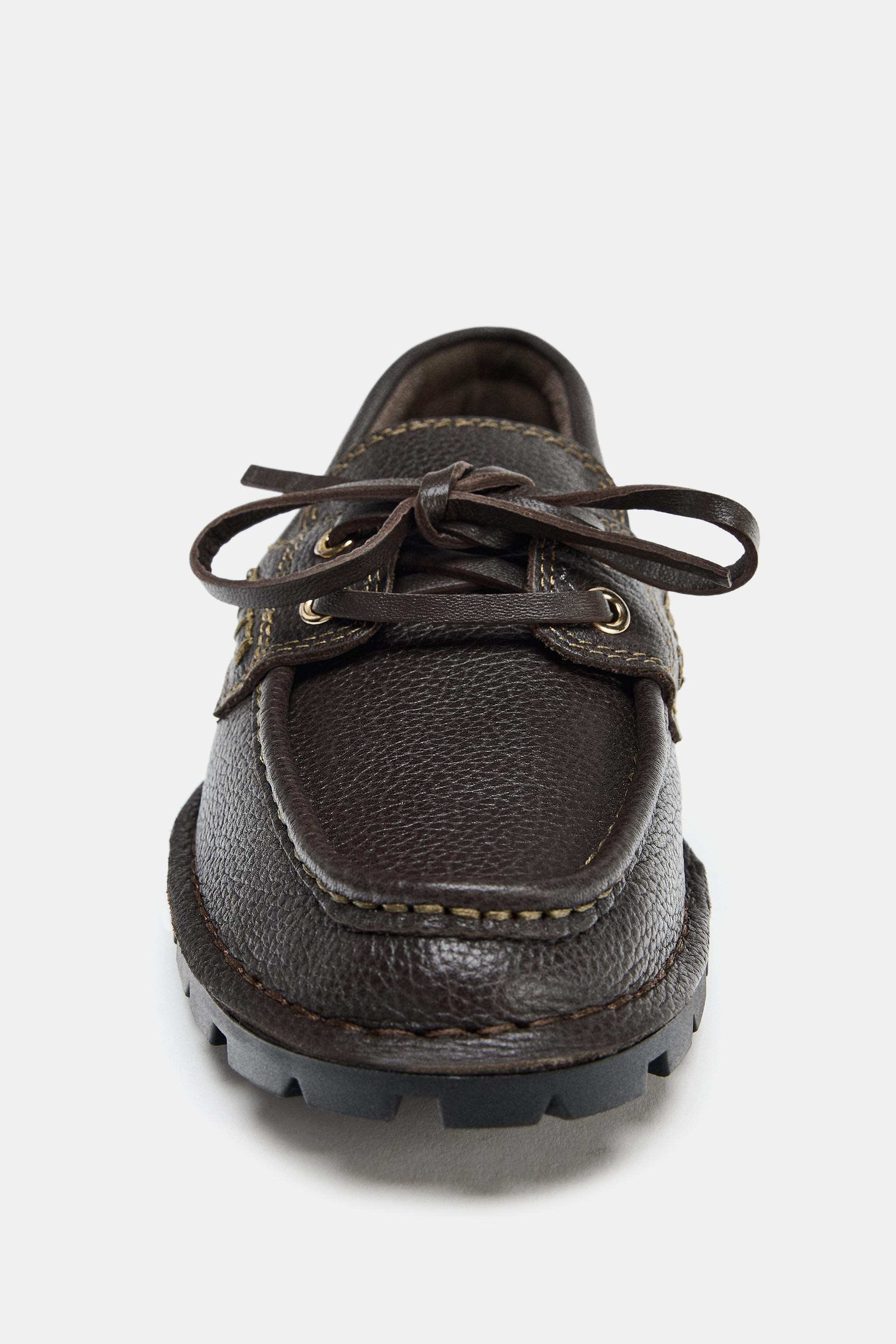 LEATHER DECK SHOES WITH CLEATED SOLE | Zara UK