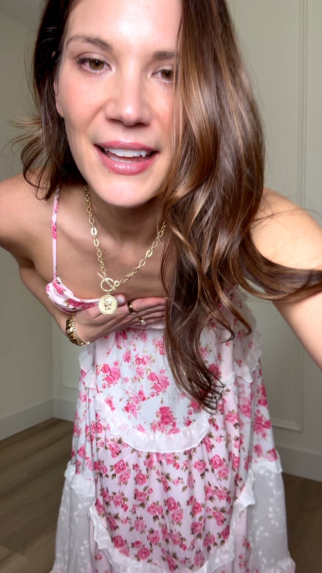 The details on this dress!! This is the perfect spring dress for any event you have coming up! Love the length on me at 6’. 

Spring dress pink floral gold necklace sandals brunch dress summer dress Easter dress tall girl approved Stang and co

#LTKSpringSale #LTKTall #LTKSeasonal