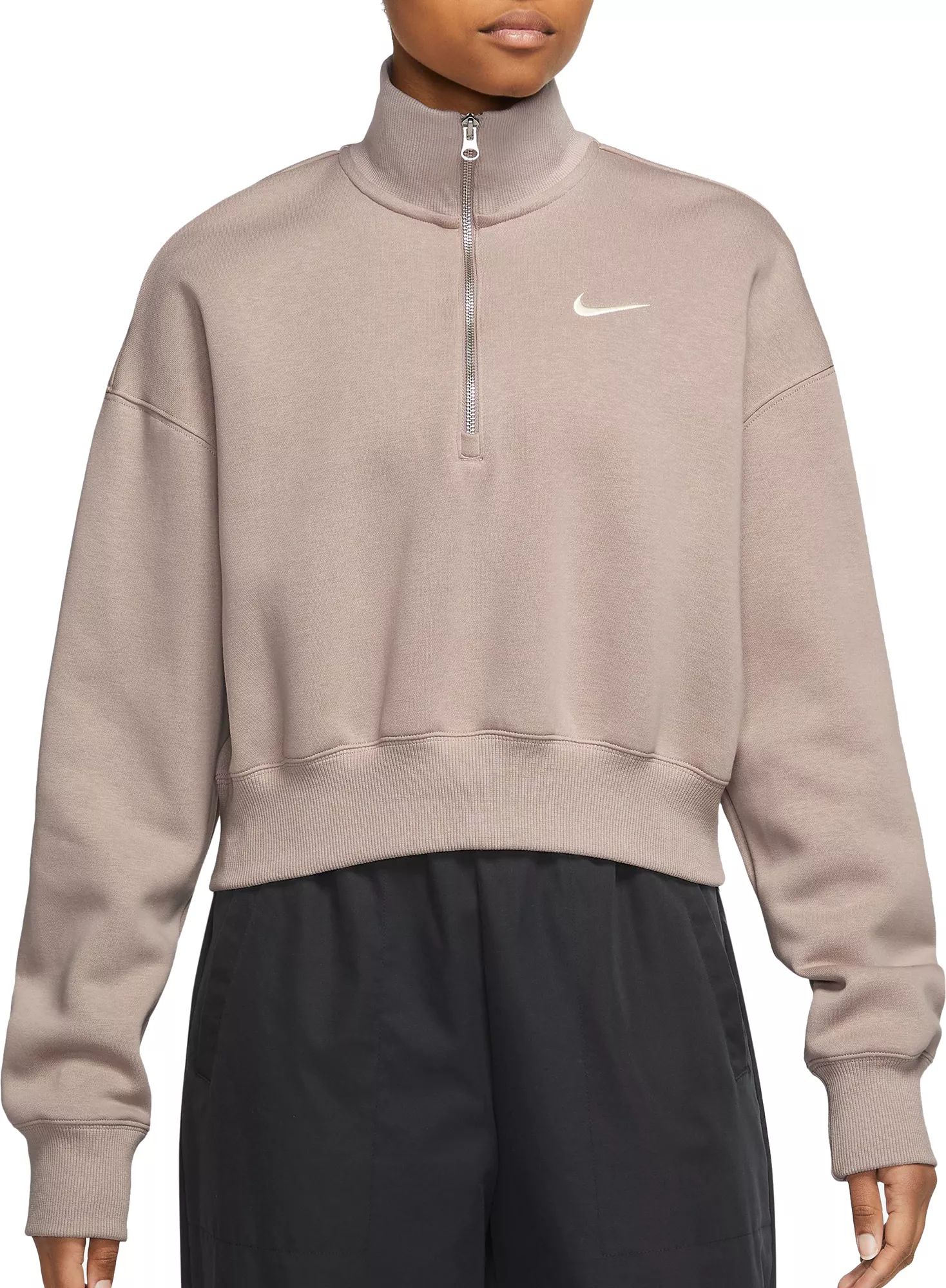 Nike Women's Sportswear Phoenix 1/4 Zip Fleece Pullover, Medium, Diffused Taupe | Dick's Sporting Goods